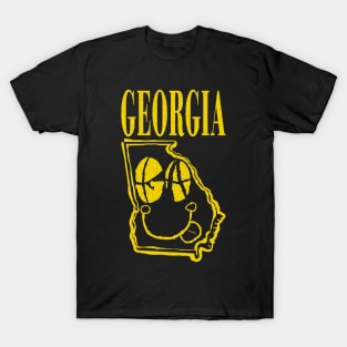 Georgia Grunge Smiling Face Black Background T-Shirt